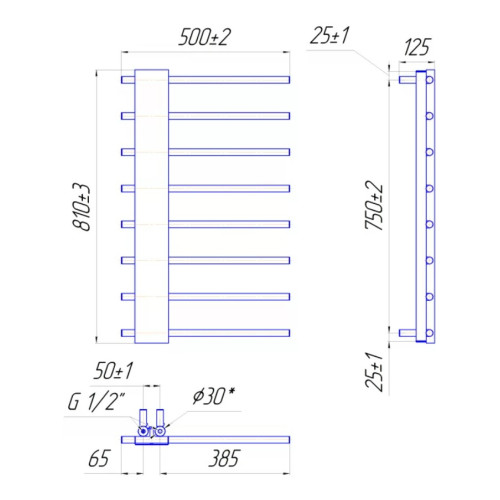 Водяна рушникосушарка Mario Арт Дизайн Комфорт 810х500/50