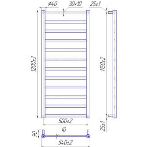 Водяной полотенцесушитель Mario Арт Дизайн Модена 1200х540/500