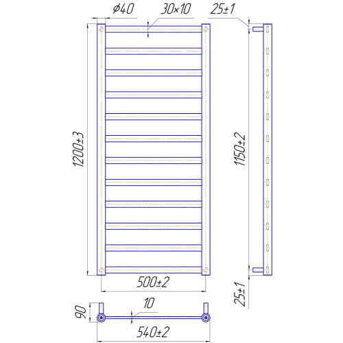 Водяна рушникосушарка Mario Арт Дизайн Модена1200х540/500