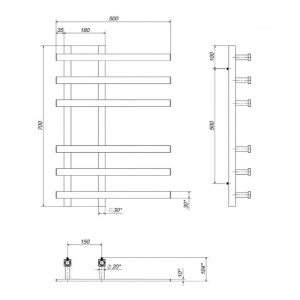 Водяна рушникосушарка Deffi Atena П6 150x700 В нижнє підключення чорний Водяна рушникосушарка Deffi Atena П6 150x700 В нижнє підключення чорний