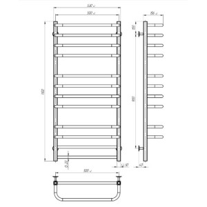 Електрична рушникосушарка Deffi Lux П12 500x1100 Е праве підключення