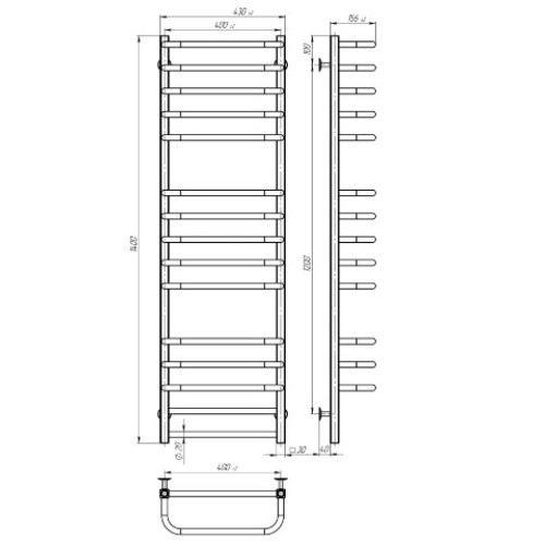 Водяна рушникосушарка Deffi Lux П15 400x1400 В нижнє підключення 