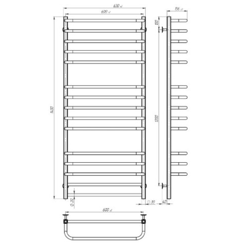 Водяна рушникосушарка Deffi Lux П15 600x1400 В нижнє підключення 
