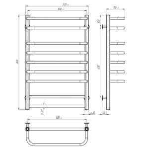 Електрична рушникосушарка Deffi Lux П9 500x800 Е праве підключення
