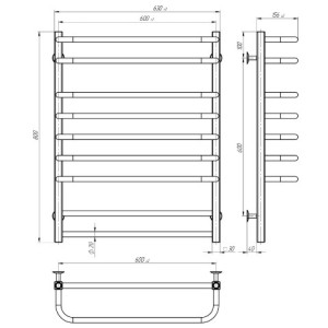 Водяной полотенцесушитель Deffi Lux П9 600x800 В нижнее подключение