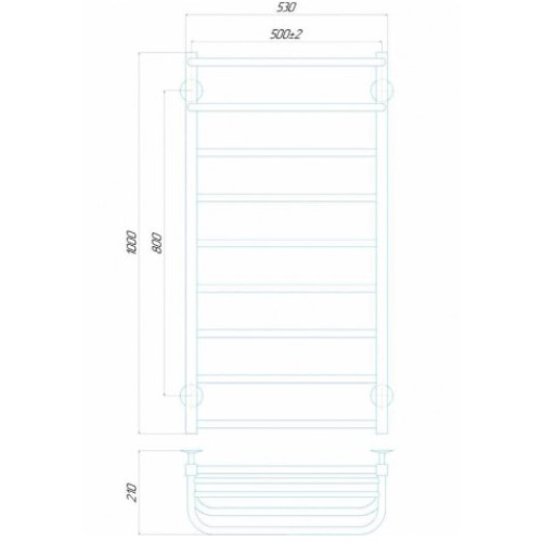 Електрична рушникосушарка Deffi Lux Hotel П9 500x1000 Е праве підключення