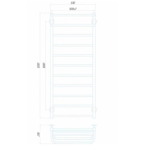 Водяна рушникосушарка Deffi Lux Hotel П11 500x1200 В нижнє підключення