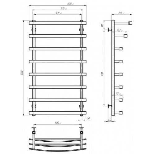 Електрична рушникосушарка Deffi Lotos П8 500x1000 Е ліве підключення білий