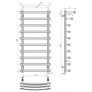 Електрична рушникосушарка Deffi Lotos П10 500x1200 Е праве підключення