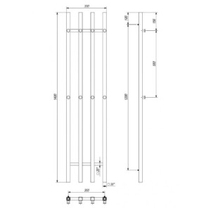 Водяна рушникосушарка Deffi Split П4 300x1400 В бічне підключення