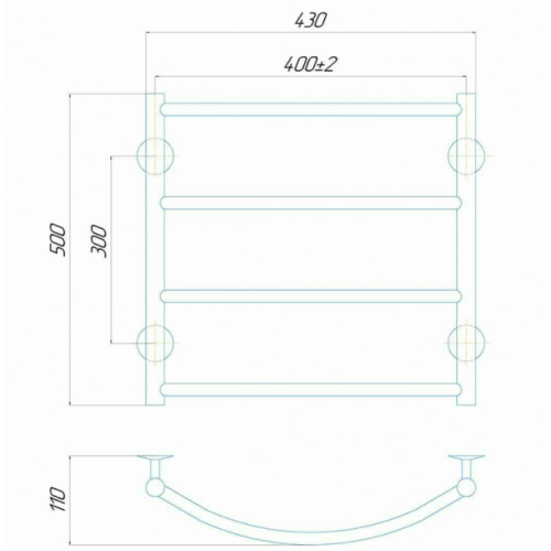 Електрична рушникосушарка Deffi Класік П4 400x500 Е ліве підключення