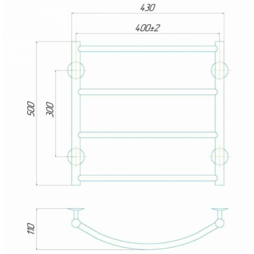 Електрична рушникосушарка Deffi Класік П4 400x500 Е праве підключення