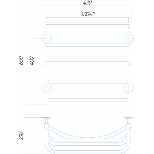 Водяна рушникосушарка Deffi Каскад П5 400x600 В нижнє підключення