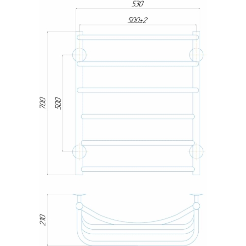 Водяна рушникосушарка Deffi Каскад П6 500x700 В нижнє підключення