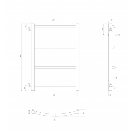 Водяна рушникосушарка Deffi Класік П4 400x600 В бічне підключення