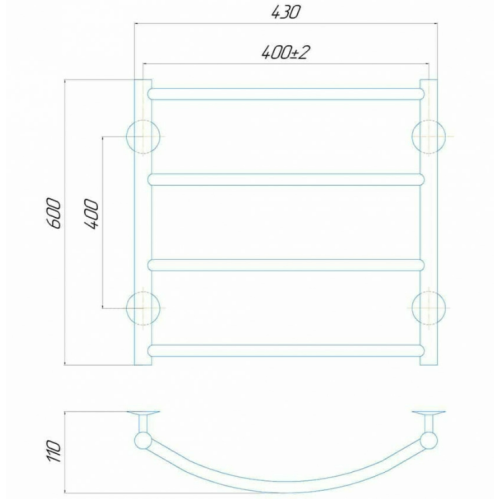 Водяна рушникосушарка Deffi Класік П4 400x600 В нижнє підключення