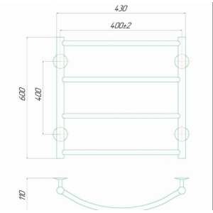 Електрична рушникосушарка Deffi Класік П4 400x600 Е праве підключення