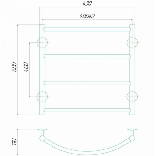 Электрический полотенцесушитель Deffi Классик П4 400x600 E левое подключение