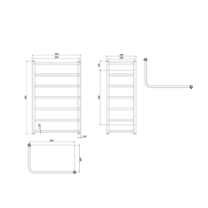 Электрический полотенцесушитель Deffi Модерн внешний П7 300х500x800 Е правое подключение Электрический полотенцесушитель Deffi Модерн внешний П7 300х500x800 Е правое подключение