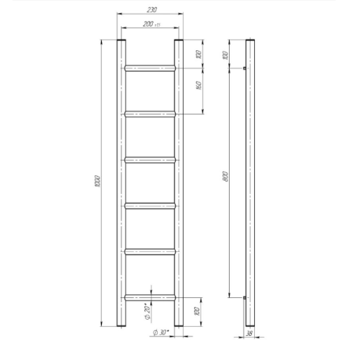 Електрична рушникосушарка Deffi Оріон П6 200x1000 Е праве підключення