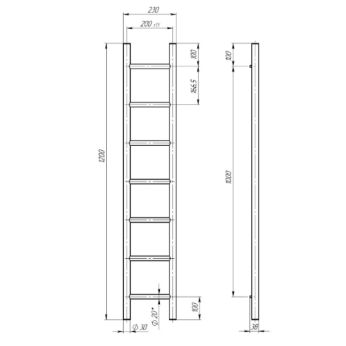 Електрична рушникосушарка Deffi Оріон П7 200x1200 Е праве підключення