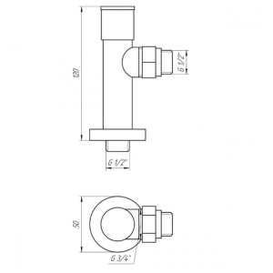 Кран кутовий Deffi SOLOMON вентильний з "американкою" 1/2" 2шт. (7777.LUX)