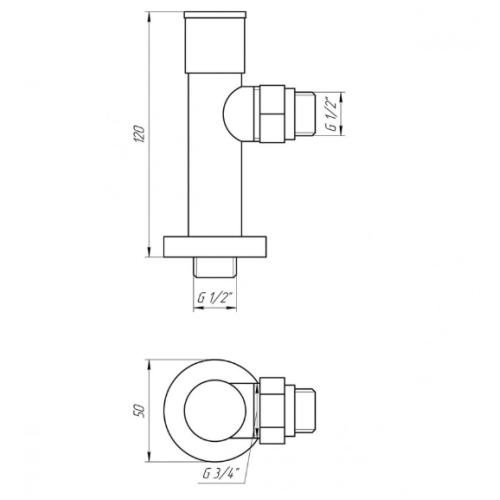 Кран кутовий Deffi SOLOMON вентильний з "американкою" 1/2" 2шт. (7777.LUX)