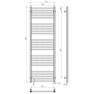 Водяна рушникосушарка Deffi Lima П25 500х1600 В нижнє підключення