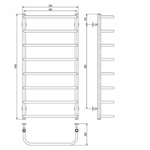 Водяна рушникосушарка Deffi Стандарт П8 500x1000 В бічне підключення