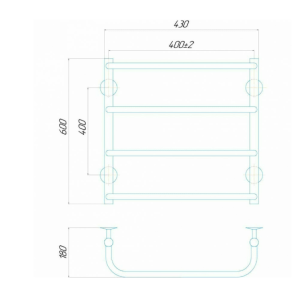 Електрична рушникосушарка Deffi Стандарт П4 400x600 Е ліве підключення