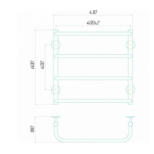 Водяна рушникосушарка Deffi Стандарт П4 400x600 В нижнє підключення