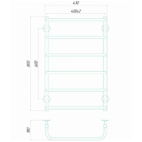 Водяна рушникосушарка Deffi Стандарт П6 400x800 В нижнє підключення