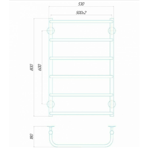 Водяна рушникосушарка Deffi Стандарт П6 500x800 В нижнє підключення