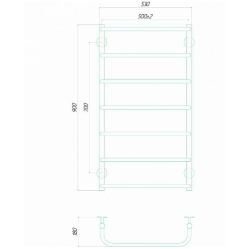 Водяна рушникосушарка Deffi Стандарт П7 500x900 В нижнє підключення