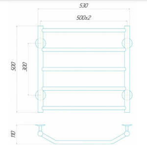 Водяна рушникосушарка Deffi Трапеція П5 500x500 В нижнє підключення