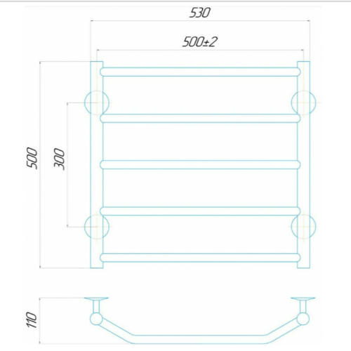 Водяна рушникосушарка Deffi Трапеція П5 500x500 В нижнє підключення