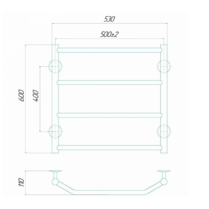 Електрична рушникосушарка Deffi Трапеція П6 500x600 Е ліве підключення