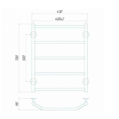 Водяна рушникосушарка Deffi Трапеція П5 400x700 В нижнє підключення