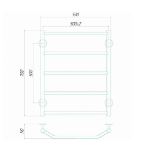 Водяна рушникосушарка Deffi Трапеція П7 500x700 В нижнє підключення