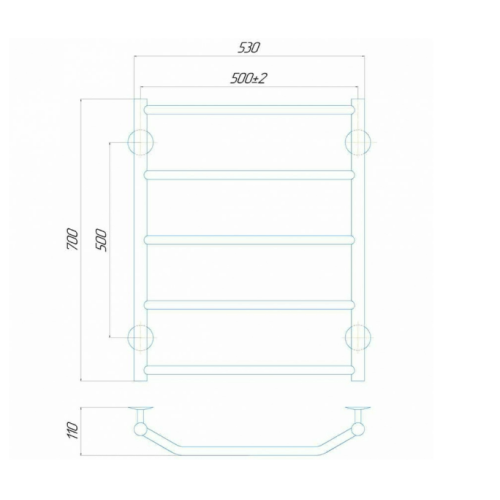 Водяна рушникосушарка Deffi Трапеція П7 500x700 В нижнє підключення