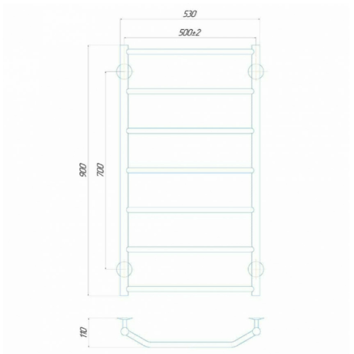 Водяна рушникосушарка Deffi Трапеція П8 500x900 В нижнє підключення