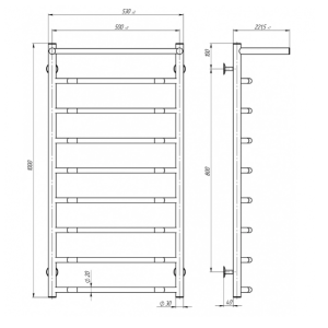 Электрический полотенцесушитель Deffi Трапеция с полкой П9 500x1000 Е правое подключение Электрический полотенцесушитель Deffi Трапеция с полкой П9 500x1000 Е правое подключение