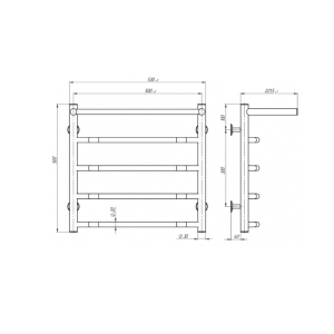 Электрический полотенцесушитель Deffi Трапеция с полкой П5 500x500 Е правое подключение