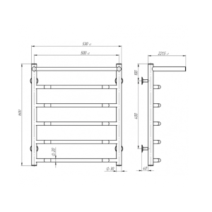 Електрична рушникосушарка Deffi Трапеція з полицею П6 500x600 Е праве підключення Електрична рушникосушарка Deffi Трапеція з полицею П6 500x600 Е праве підключення
