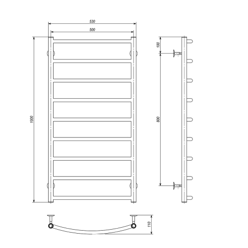 Електрична рушникосушарка Deffi Класік П9 500x1000 Е праве підключення