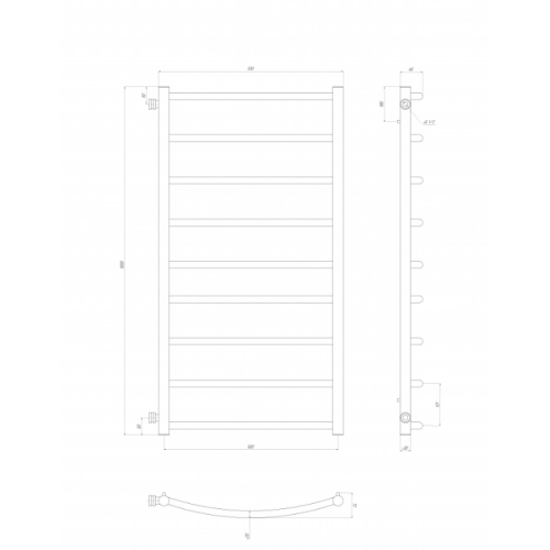Водяна рушникосушарка Deffi Класік П9 500x1000 В бічне підключення