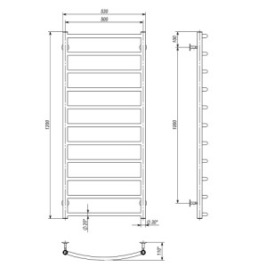 Електрична рушникосушарка Deffi Класік П11 500x1200 Е ліве підключення