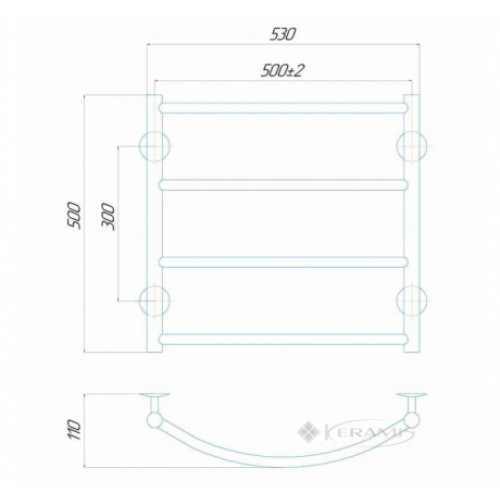 Електрична рушникосушарка Deffi Класік П5 500x500 Е ліве підключення