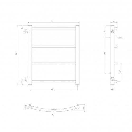 Водяна рушникосушарка Deffi Класік П4 400x500 В бічне підключення