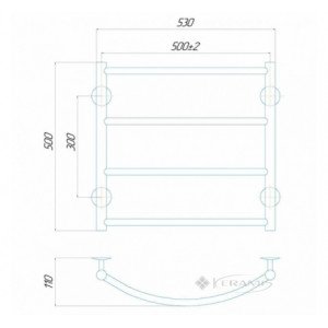 Водяной полотенцесушитель Deffi Классик П5 500x500 В нижнее подключение